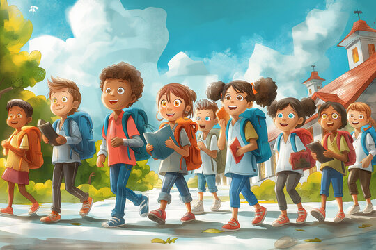 Student going to school